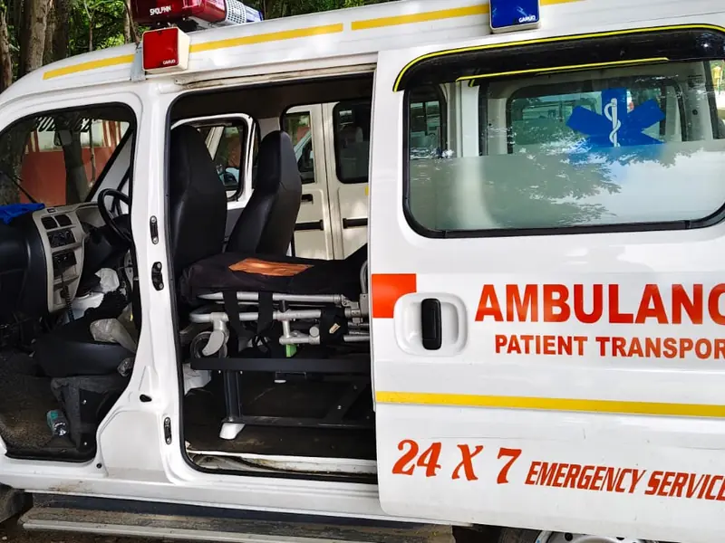 Ambulance with side door open